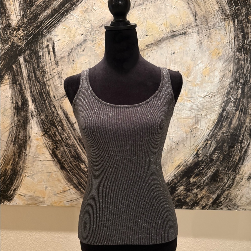 Bebe Metallic Gray Tank Top